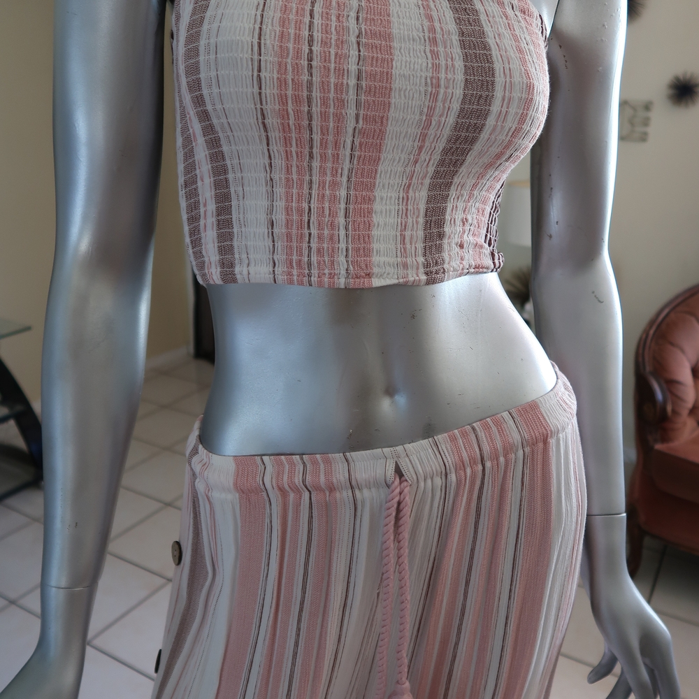 Striped Pink and White Two-Piece Set